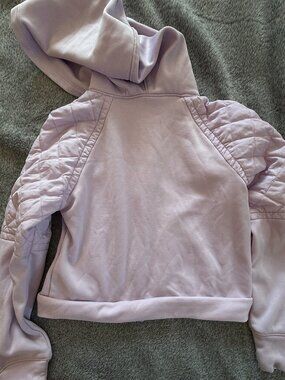 Tek Gear Girls Lavender Quilted Zip Up Hoodie Jacket Size M (8) Fleece Lined